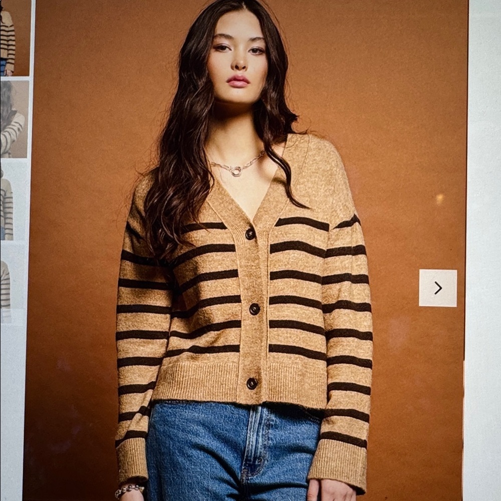 Dex Camel and Brown Striped Cardigan
